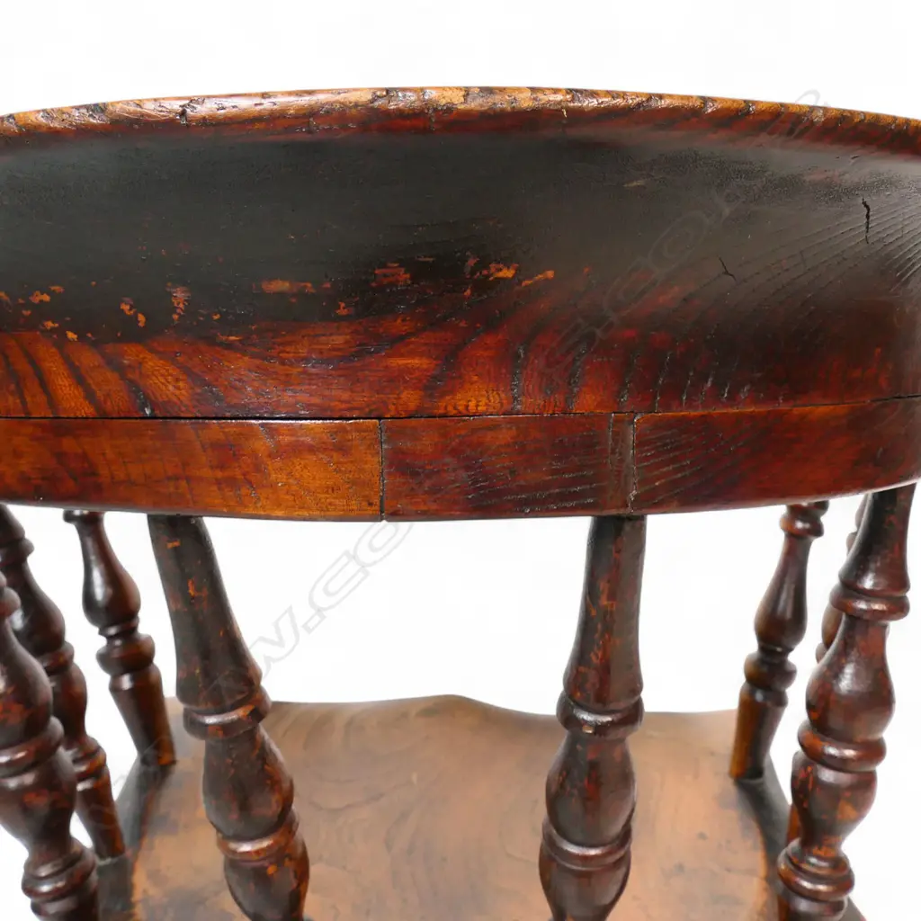 A Victorian elm/beech 'smoker's' bow elbow chair, Image 1++